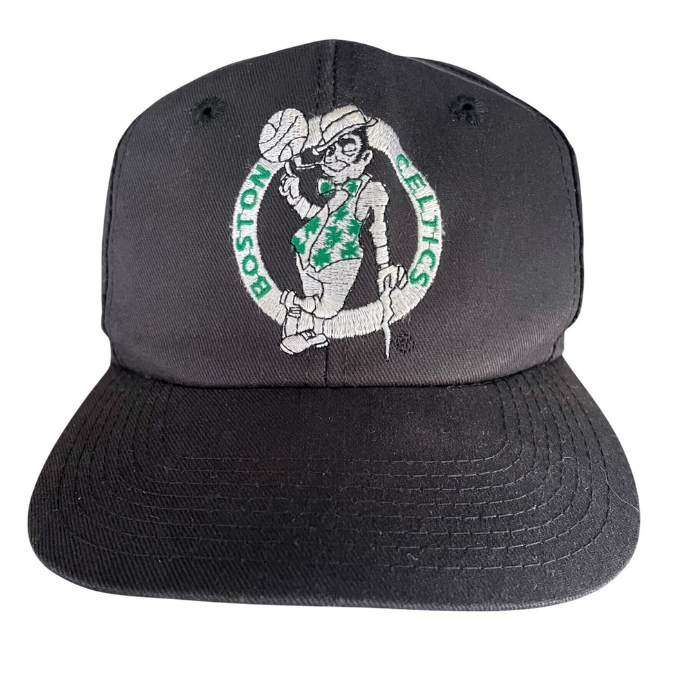 Vintage Boston Celtics Snapback‎ Hat Twins Enterprise NBA Black Green Underbrim